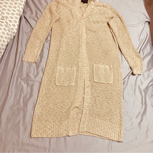 Absolutely Creative Worldwide Heather Tan Shoulder Lacing Duster Sweater Size Xl - Picture 6 of 11